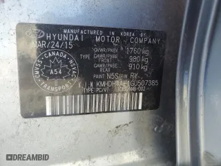 2016 Hyundai Elantra Value Edition with VIN KMHDH4AE1GU507385, listed as a Copart auction lot 46681635 with 95,735 mi miles and Salvage Title. Bid and sale history available at carsss.com. Image 12.