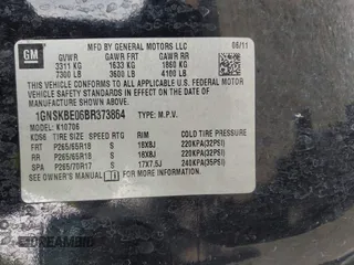 2011 Chevrolet Tahoe LT с VIN 1GNSKBE06BR373864, выставлен на аукционе IAAI как лот 42828489 с пробегом 185 183 миль миль и . История ставок и продаж доступна на DreamBid. Изображение 9.