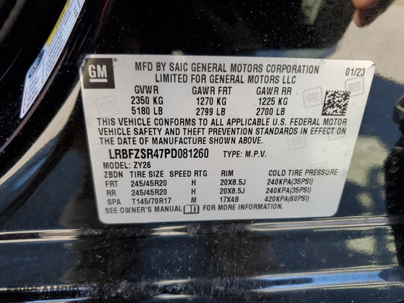 2023 Buick Envision Avenir with VIN LRBFZSR47PD081260, listed as a Copart auction lot 45966165 with NaN miles and Non Repairable. Bid and sale history available at carsss.com. Image 13.