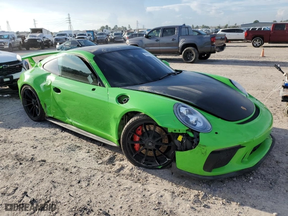 2018 Porsche 911 GT3 with VIN WP0AC2A95JS175760, listed as a Copart auction lot 69265964 with 18,989 mi miles and Salvage Title. Bid and sale history available at carsss.com. Image 4.