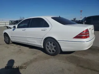 2001 Mercedes-Benz S-Class with VIN WDBNG70J51A201731, listed as a Copart auction lot 48208655 with 110,827 mi miles and Salvage Title. Bid and sale history available at carsss.com. Image 2.