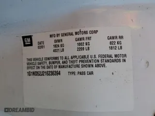 2001 Chevrolet Malibu with VIN 1G1ND52J216236394, listed as a Copart auction lot 87068314 with 78,178 mi miles and Clean Title. Bid and sale history available at carsss.com. Image 12.