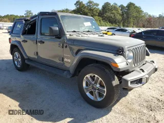 2021 Jeep Wrangler Unlimited Sahara High Altitude with VIN 1C4HJXEN0MW506203, listed as a Copart auction lot 76862614 with 44,558 mi miles and Salvage title. Bid and sale history available at DreamBid. Image 4.