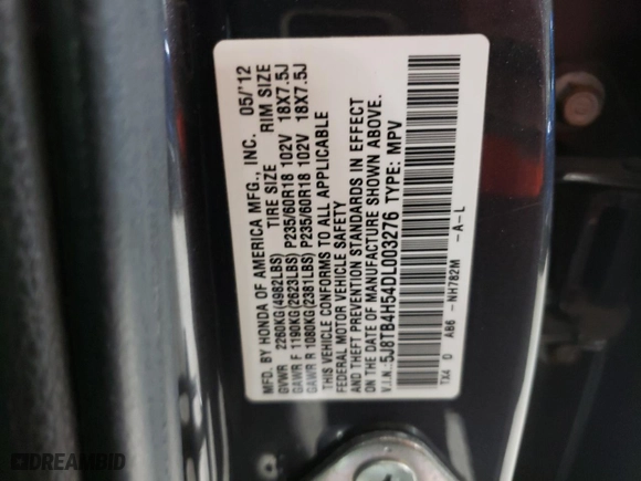 2013 Acura RDX Tech Pkg with VIN 5J8TB4H54DL003276, listed as a Copart auction lot 51875195 with 187,335 mi miles and Salvage Title. Bid and sale history available at carsss.com. Image 13.