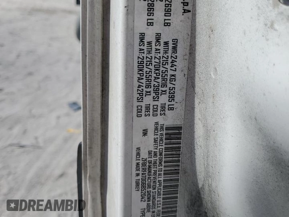 2016 Ram ProMaster City Cargo Tradesman with VIN ZFBERFAT0G6B52042, listed as a Copart auction lot 61444835 with 143,723 mi miles and Salvage title. Bid and sale history available at DreamBid. Image 13.