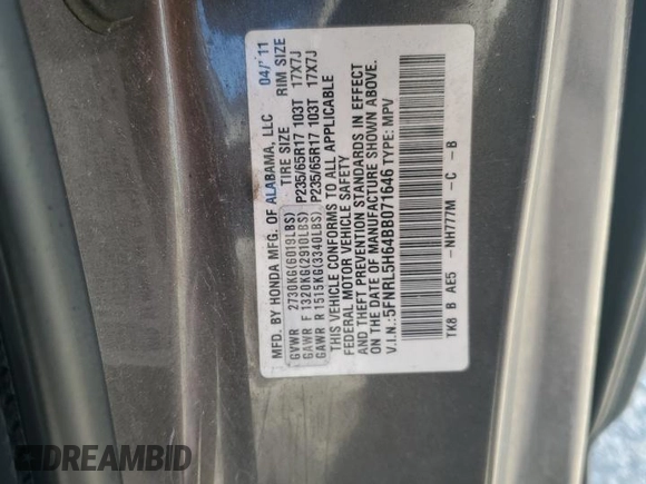 2011 Honda Odyssey EX-L with VIN 5FNRL5H64BB071646, listed as a Copart auction lot 54374065 with 135,544 mi miles and Non Repairable. Bid and sale history available at carsss.com. Image 13.