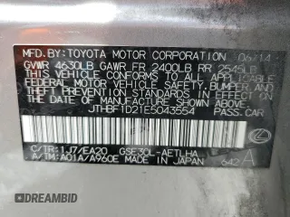2014 Lexus IS 250 with VIN JTHBF1D21E5043554, listed as a Copart auction lot 65558495 with 171,755 mi miles and Salvage title. Bid and sale history available at DreamBid. Image 13.