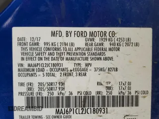 2018 Ford EcoSport SES z VIN MAJ6P1CL2JC180931, wystawiony jako Copart lot #50759545 z przebiegiem 47 068 mil mil oraz Szkoda całkowita • Salvage title. Historia ofert i sprzedaży dostępna na DreamBid. Obrazek 12.