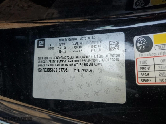 2016 Chevrolet Camaro 2LT with VIN 1G1FD3DS1G0187795, listed as a Copart auction lot 74125604 with 0 mi miles and Non Repairable. Bid and sale history available at carsss.com. Image 13.