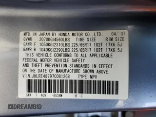 2007 Honda CR-V EX-L z VIN JHLRE48797C081268, wystawiony jako Copart lot #60927475 z przebiegiem 151 149 mil mil oraz Szkoda całkowita • Salvage title. Historia ofert i sprzedaży dostępna na DreamBid. Obrazek 13.