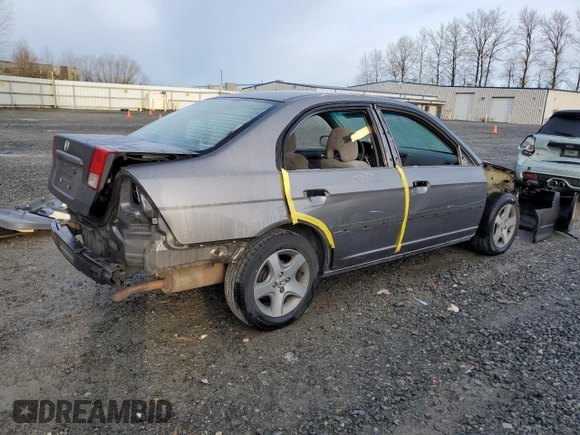 2004 Honda Civic EX with VIN 2HGES26844H564522, listed as a Copart auction lot 48736005 with 179,705 mi miles and Salvage title. Bid and sale history available at DreamBid. Image 3.