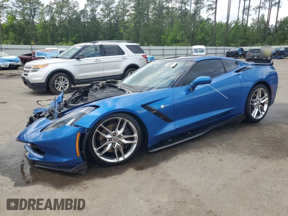 2014 Chevrolet Corvette Z51 2LT with VIN 1G1YJ2D70E5104588, listed as a Copart auction lot 53087515 with Not provided miles and Salvage title. Bid and sale history available at DreamBid. Image 1.