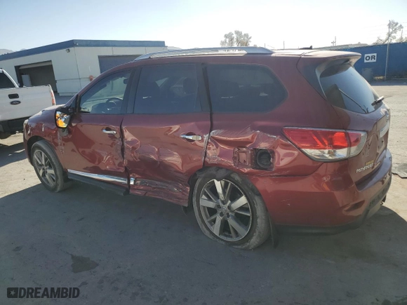 2016 Nissan Pathfinder Platinum with VIN 5N1AR2MM6GC665833, listed as a Copart auction lot 85938184 with 52,671 mi miles and Salvage Title. Bid and sale history available at carsss.com. Image 2.