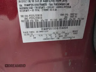 2005 Ford Five Hundred Limited с VIN 1FAHP25155G154820, выставлен на аукционе IAAI как лот 42453487 с пробегом 351 367 миль миль и . История ставок и продаж доступна на DreamBid. Изображение 9.
