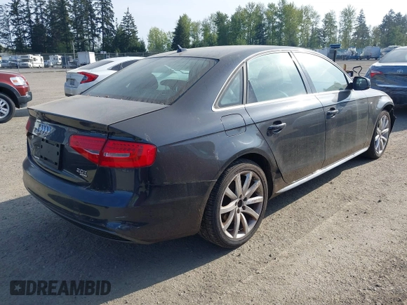 2014 Audi A4 Premium with VIN WAUBFAFL4EN023707, listed as a IAAI auction lot 42106681 with 116,740 mi miles. Bid and sale history available at carsss.com. Image 4.