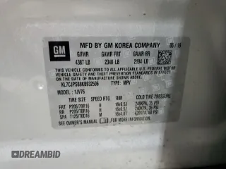2019 Chevrolet Trax LT with VIN KL7CJPSB8KB932596, listed as a Copart auction lot 54541155 with 67,752 mi miles and Salvage Title. Bid and sale history available at carsss.com. Image 12.