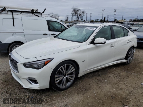 2018 Infiniti Q50 Sport z VIN JN1EV7AP9JM362031, wystawiony jako Copart lot #53579505 z przebiegiem 57 217 mil mil oraz Szkoda całkowita • Salvage title. Historia ofert i sprzedaży dostępna na DreamBid. Obrazek 1.
