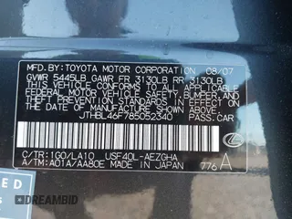 2008 Lexus LS 460 z VIN JTHBL46F785052340, wystawiony jako IAAI lot #41963007 z przebiegiem 142 710 mil mil oraz . Historia ofert i sprzedaży dostępna na DreamBid. Obrazek 9.