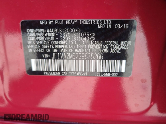 2016 Subaru WRX STI с VIN JF1VA2M62G9835266, выставлен на аукционе Copart как лот 53821175 с пробегом 68 798 миль миль и Списание • Salvage title. История ставок и продаж доступна на DreamBid. Изображение 13.