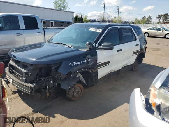 2018 Ford Police Interceptor Utility z VIN 1FM5K8AR6JGC76831, wystawiony jako Copart lot #55299875 z przebiegiem 83 571 mil mil oraz Szkoda całkowita • Salvage title. Historia ofert i sprzedaży dostępna na DreamBid. Obrazek 1.