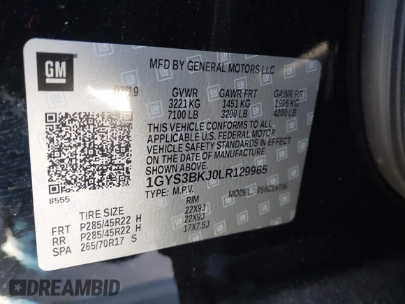 2020 Cadillac Escalade Luxury with VIN 1GYS3BKJ0LR129965, listed as a IAAI auction lot 42084752 with 133,390 mi miles and . Bid and sale history available at DreamBid. Image 9.