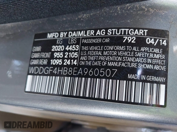 2014 Mercedes-Benz C 250 Sport with VIN WDDGF4HB8EA960507, listed as a IAAI auction lot 42707632 with 86,261 mi miles and . Bid and sale history available at DreamBid. Image 9.