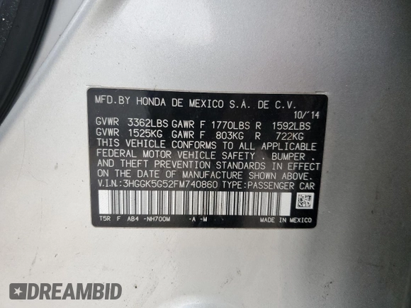 2015 Honda Fit LX with VIN 3HGGK5G52FM740860, listed as a Copart auction lot 44438335 with Not Provided miles and Salvage Title. Bid and sale history available at carsss.com. Image 14.