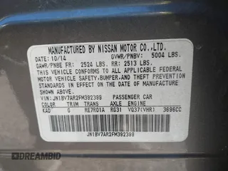 2015 Infiniti Q50 Premium with VIN JN1BV7AR2FM392399, listed as a IAAI auction lot 41978343 with 108,679 mi miles and . Bid and sale history available at DreamBid. Image 9.