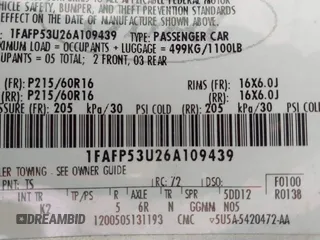 2006 Ford Taurus SE with VIN 1FAFP53U26A109439, listed as a IAAI auction lot 42446317 with 93,864 mi miles and . Bid and sale history available at DreamBid. Image 9.