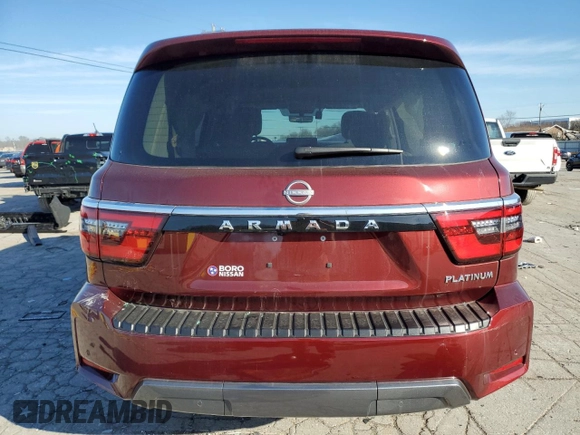 2024 Nissan Armada Platinum with VIN JN8AY2DB6R9852824, listed as a Copart auction lot 42947255 with 6,765 mi miles and Salvage Title. Bid and sale history available at carsss.com. Image 6.