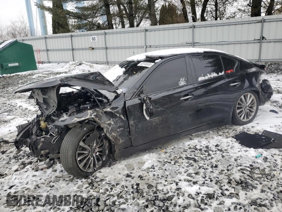 2018 Infiniti Q50 Luxe with VIN JN1EV7AR2JM444975, listed as a Copart auction lot 45145505 with 100,570 mi miles and Salvage Title. Bid and sale history available at carsss.com. Image 1.