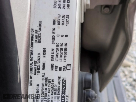 2008 Hummer H3 with VIN 5GTEN33E388203521, listed as a Copart auction lot 80978184 with 158,809 mi miles and Salvage Title. Bid and sale history available at DreamBid. Image 12.