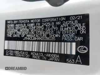 2021 Lexus UX 200 с VIN JTHX3JBHXM2038035, выставлен на аукционе Copart как лот 51871825 с пробегом 23 083 миль миль и Списание • Salvage title. История ставок и продаж доступна на DreamBid. Изображение 12.