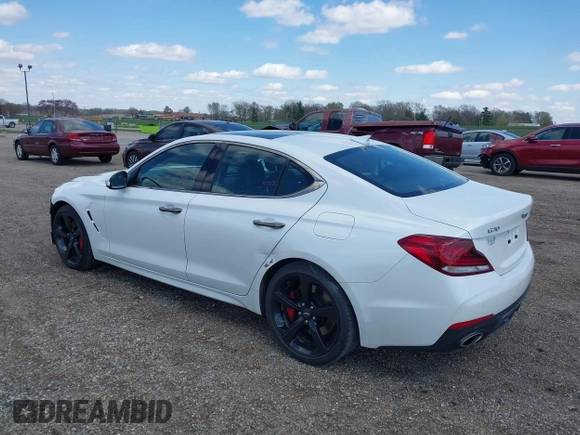2021 Genesis G70 3.3T with VIN KMTG34LEXMU076278, listed as a IAAI auction lot 41976406 with 44,684 mi miles and . Bid and sale history available at DreamBid. Image 3.