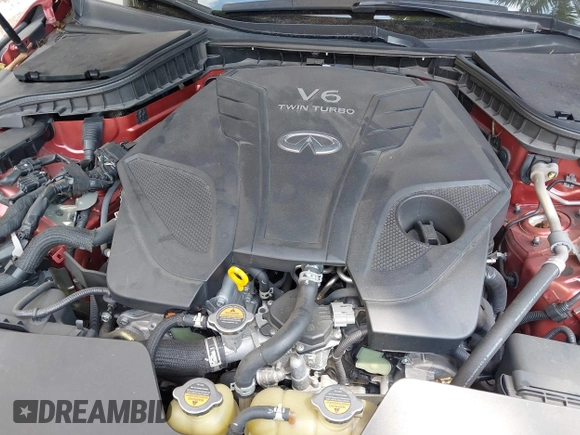 2022 Infiniti Q50 Red Sport 400 with VIN JN1FV7DP0NM370170, listed as a IAAI auction lot 41879005 with 29,272 mi miles and . Bid and sale history available at DreamBid. Image 10.