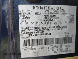 2009 Ford Expedition SSV with VIN 1FMFU16519EB19954, listed as a IAAI auction lot 41630332 with 229,368 mi miles and . Bid and sale history available at DreamBid. Image 9.