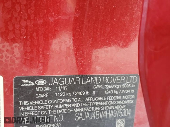 2017 Jaguar XE 35t Premium with VIN SAJAJ4BV4HA975304, listed as a Copart auction lot 89259695 with 134,609 mi miles and Salvage Title. Bid and sale history available at carsss.com. Image 14.
