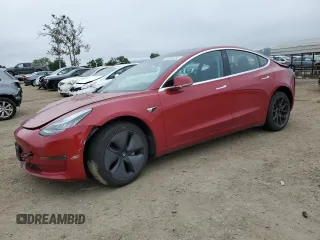 2018 Tesla Model 3 Long Range Battery with VIN 5YJ3E1EA5JF153966, listed as a Copart auction lot 55348735 with 38,755 mi miles and Salvage Title. Bid and sale history available at DreamBid. Image 1.