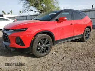2022 Chevrolet Blazer RS with VIN 3GNKBERS1NS197997, listed as a Copart auction lot 47826055 with 43,596 mi miles and Salvage Title. Bid and sale history available at carsss.com. Image 1.
