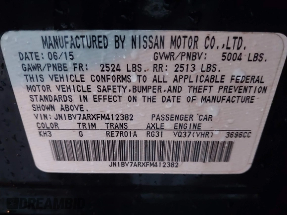 2015 Infiniti Q50 Premium z VIN JN1BV7ARXFM412382, wystawiony jako IAAI lot #40776813 z przebiegiem 66 406 mil mil oraz . Historia ofert i sprzedaży dostępna na DreamBid. Obrazek 9.