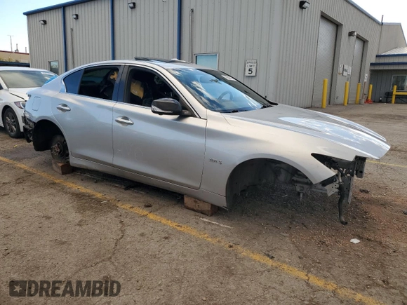 2019 Infiniti Q50 RED SPORT 400 with VIN JN1FV7AP0KM760167, listed as a Copart auction lot 45568675 with 0 mi miles and Salvage Title. Bid and sale history available at carsss.com. Image 4.