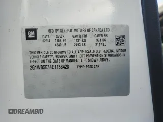 2014 Chevrolet Impala LT с VIN 2G1WB5E34E1156423, выставлен на аукционе Copart как лот 62530105 с пробегом 172 706 миль миль и Чистый • Clean title. История ставок и продаж доступна на DreamBid. Изображение 12.