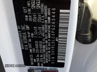 2023 Kia Sorento X-Line S with VIN 5XYRLDLC3PG243446, listed as a Copart auction lot 43506255 with 19,164 mi miles and Salvage Title. Bid and sale history available at DreamBid. Image 13.