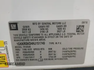 2017 GMC Acadia Limited с VIN 1GKKRSKD4HJ151749, выставлен на аукционе Copart как лот 55518605 с пробегом 181 569 миль миль и Списание • Salvage title. История ставок и продаж доступна на DreamBid. Изображение 13.