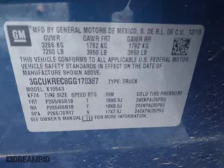 2016 Chevrolet Silverado 1500 LT with VIN 3GCUKREC8GG170387, listed as a IAAI auction lot 40974467 with 138,706 mi miles. Bid and sale history available at carsss.com. Image 9.