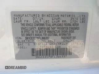 2015 Nissan Note S z VIN 3N1CE2CP8FL366337, wystawiony jako IAAI lot #42526204 z przebiegiem 146 537 mil mil oraz . Historia ofert i sprzedaży dostępna na DreamBid. Obrazek 9.
