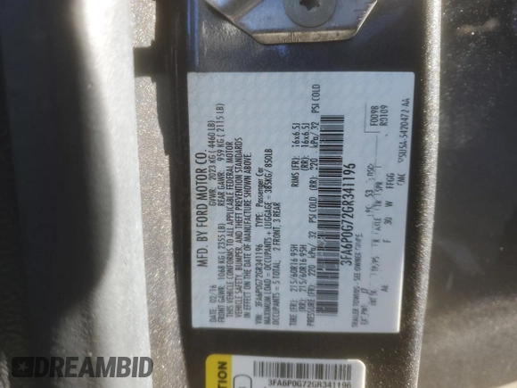 2016 Ford Fusion S with VIN 3FA6P0G72GR341196, listed as a Copart auction lot 81488924 with 110,262 mi miles and Salvage Title. Bid and sale history available at carsss.com. Image 15.