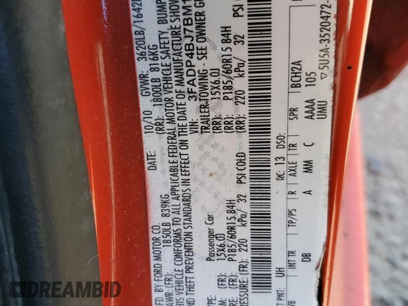 2011 Ford Fiesta SE with VIN 3FADP4BJ7BM155919, listed as a Copart auction lot 53137575 with 152,180 mi miles and Clean Title. Bid and sale history available at DreamBid. Image 12.