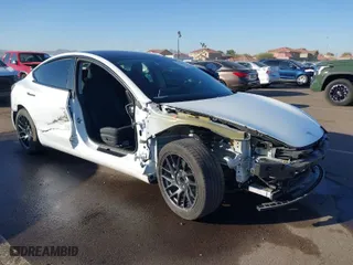 2024 Tesla Model 3 with VIN 5YJ3E1EAXRF722001, listed as a IAAI auction lot 41505183 with 59,117 mi miles. Bid and sale history available at carsss.com. Image 1.