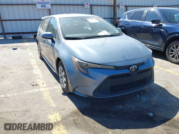 2022 Toyota Corolla LE with VIN JTDEPMAE6NJ191007, listed as a IAAI auction lot 41706494 with 20,227 mi miles. Bid and sale history available at carsss.com. Image 1.